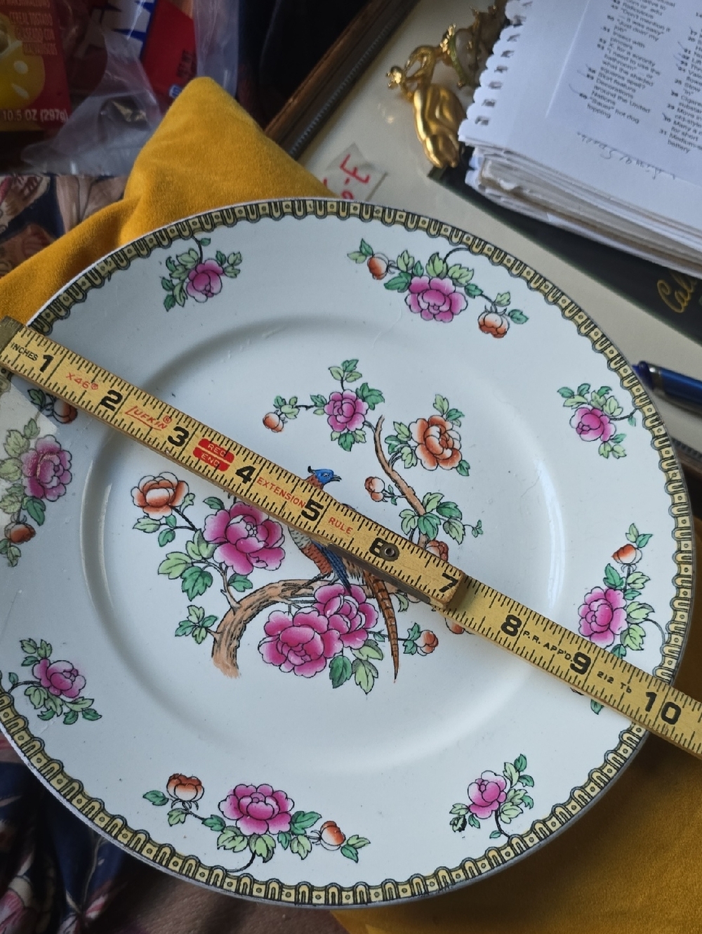 Decorative Antique Winkle England Floral Pheasant Porcelain  Dinner Plate 10" - Picture 4 of 5